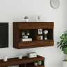 Ścienna szafka TV z LED, brązowy dąb, 98,5x30x60,5 cm