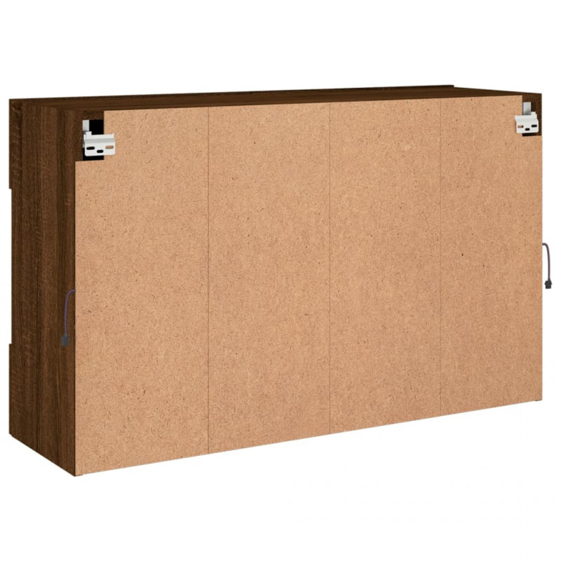Ścienna szafka TV z LED, brązowy dąb, 98,5x30x60,5 cm
