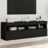 Ścienne szafki TV z LED, 2 szt., czarne, 60x30x40 cm
