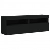 Ścienne szafki TV z LED, 2 szt., czarne, 60x30x40 cm