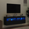 Ścienne szafki TV z LED, 2 szt., czarne, 60x30x40 cm