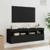 Ścienne szafki TV z LED, 2 szt., czarne, 60x30x40 cm