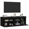 Ścienne szafki TV z LED, 2 szt., czarne, 60x30x40 cm