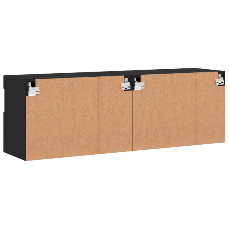 Ścienne szafki TV z LED, 2 szt., czarne, 60x30x40 cm