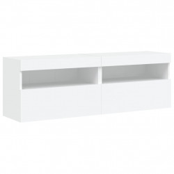 Ścienne szafki TV z LED, 2 szt., białe, 60x30x40 cm