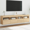 Ścienne szafki TV z LED, 2 szt., dąb sonoma, 80x30x40 cm