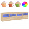 Ścienne szafki TV z LED, 2 szt., dąb sonoma, 80x30x40 cm