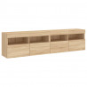 Ścienne szafki TV z LED, 2 szt., dąb sonoma, 80x30x40 cm