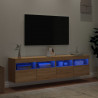 Ścienne szafki TV z LED, 2 szt., dąb sonoma, 80x30x40 cm