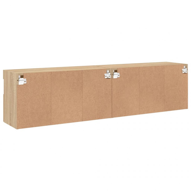 Ścienne szafki TV z LED, 2 szt., dąb sonoma, 80x30x40 cm