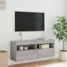 Ścienna szafka TV z LED, szary dąb sonoma, 100x30x40 cm