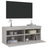 Ścienna szafka TV z LED, szary dąb sonoma, 100x30x40 cm