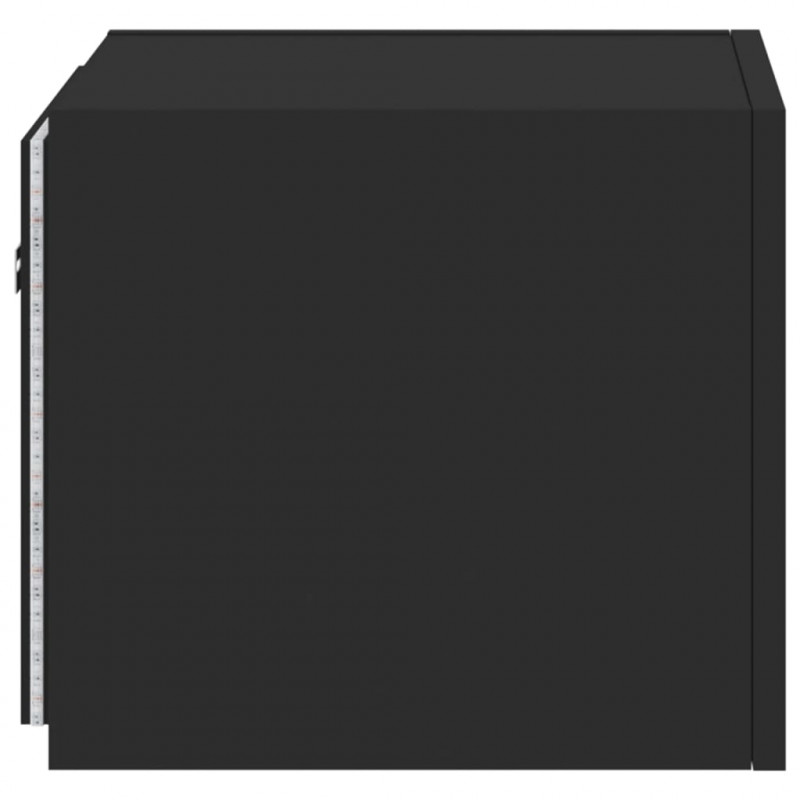 Ścienne szafki TV z LED, 2 szt., czarne, 30,5x35x30 cm