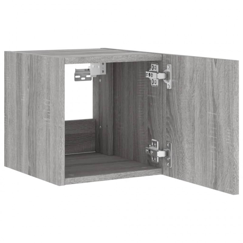 Ścienna szafka TV z LED, szary dąb sonoma, 30,5x35x30 cm