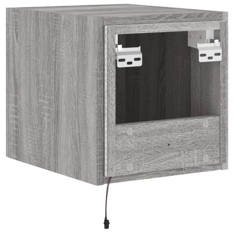 Ścienna szafka TV z LED, szary dąb sonoma, 30,5x35x30 cm
