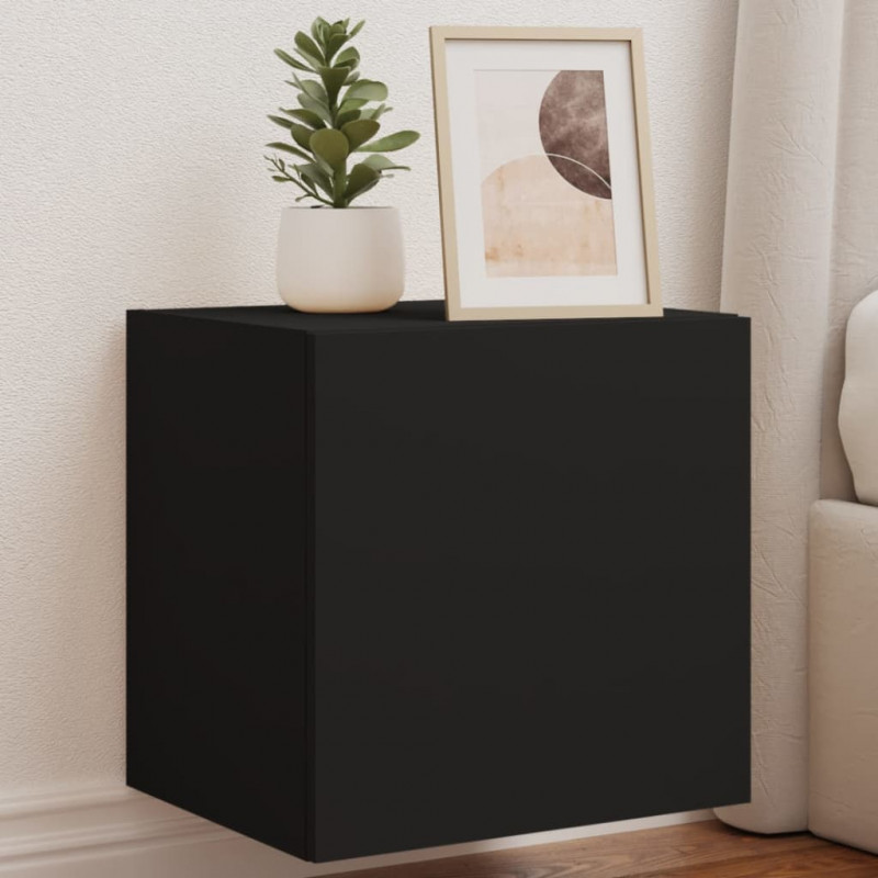 Ścienne szafki TV z LED, 2 szt., czarne, 40,5x35x40 cm