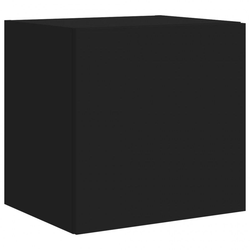 Ścienne szafki TV z LED, 2 szt., czarne, 40,5x35x40 cm