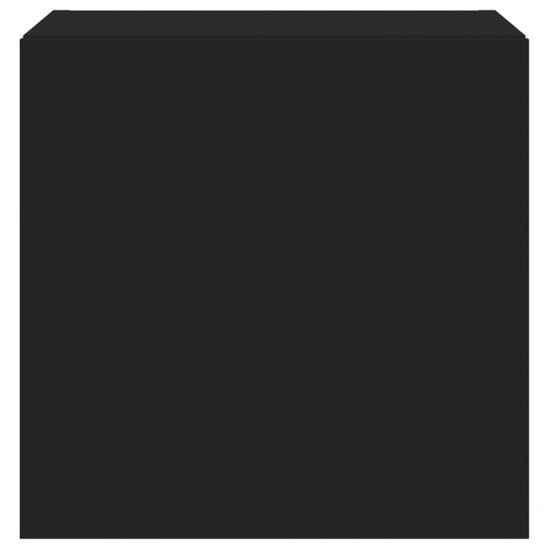 Ścienne szafki TV z LED, 2 szt., czarne, 40,5x35x40 cm
