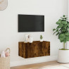 Ścienna szafka TV z LED, przydymiony dąb, 60x35x31 cm