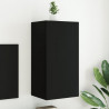 Ścienna szafka TV z LED, czarna, 40,5x35x80 cm