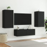 Ścienna szafka TV z LED, czarna, 40,5x35x80 cm