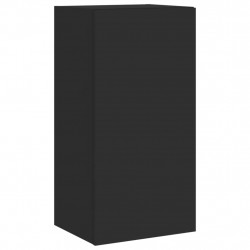 Ścienna szafka TV z LED, czarna, 40,5x35x80 cm