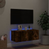 Ścienna szafka TV z LED, przydymiony dąb, 80x35x31 cm