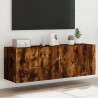 Ścienne szafki TV z LED, 2 szt., przydymiony dąb, 60x35x41 cm