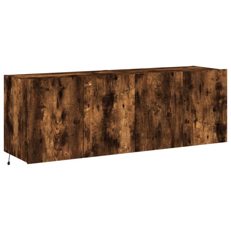 Ścienne szafki TV z LED, 2 szt., przydymiony dąb, 60x35x41 cm