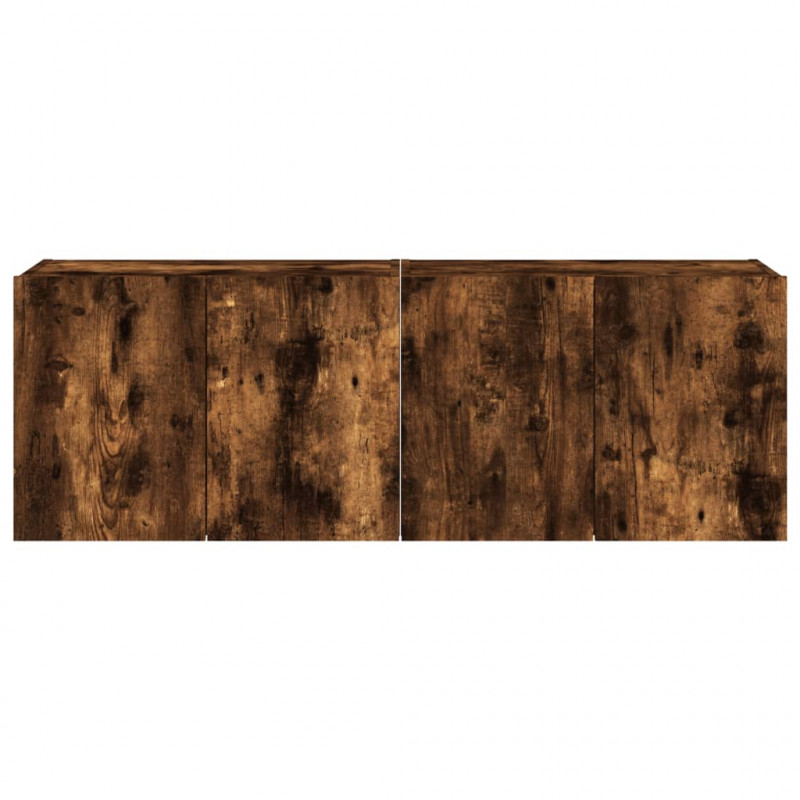 Ścienne szafki TV z LED, 2 szt., przydymiony dąb, 60x35x41 cm
