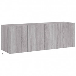 Ścienne szafki TV z LED, 2 szt., szary dąb sonoma, 60x35x41 cm