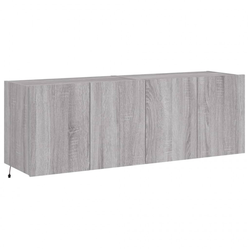 Ścienne szafki TV z LED, 2 szt., szary dąb sonoma, 60x35x41 cm