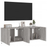 Ścienne szafki TV z LED, 2 szt., szary dąb sonoma, 60x35x41 cm