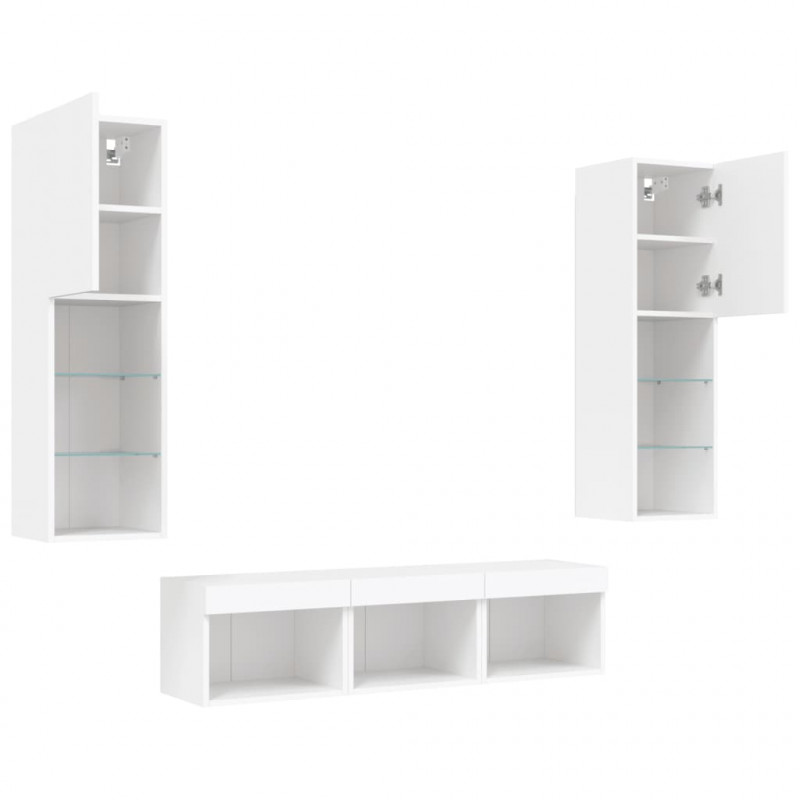 5-częściowy zestaw mebli TV z LED, biały