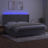 Łóżko kontynentalne z materacem i LED, szare 200x200cm, aksamit