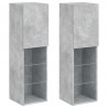 Szafki TV, z LED, 2 szt., szarość betonu, 30,5x30x102 cm