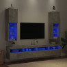 Szafki TV, z LED, 2 szt., szarość betonu, 30,5x30x102 cm