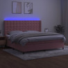 Łóżko kontynentalne z materacem i LED, różowy aksamit 200x200cm