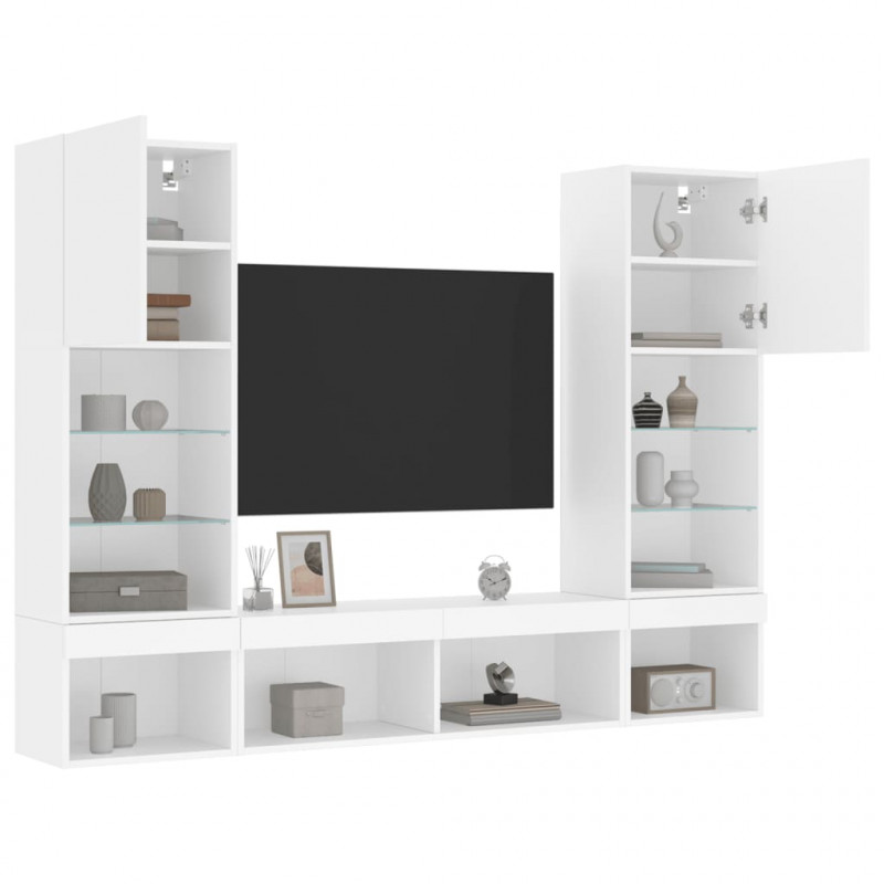 5-częściowy zestaw mebli TV z LED, biały