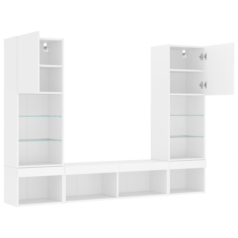 5-częściowy zestaw mebli TV z LED, biały