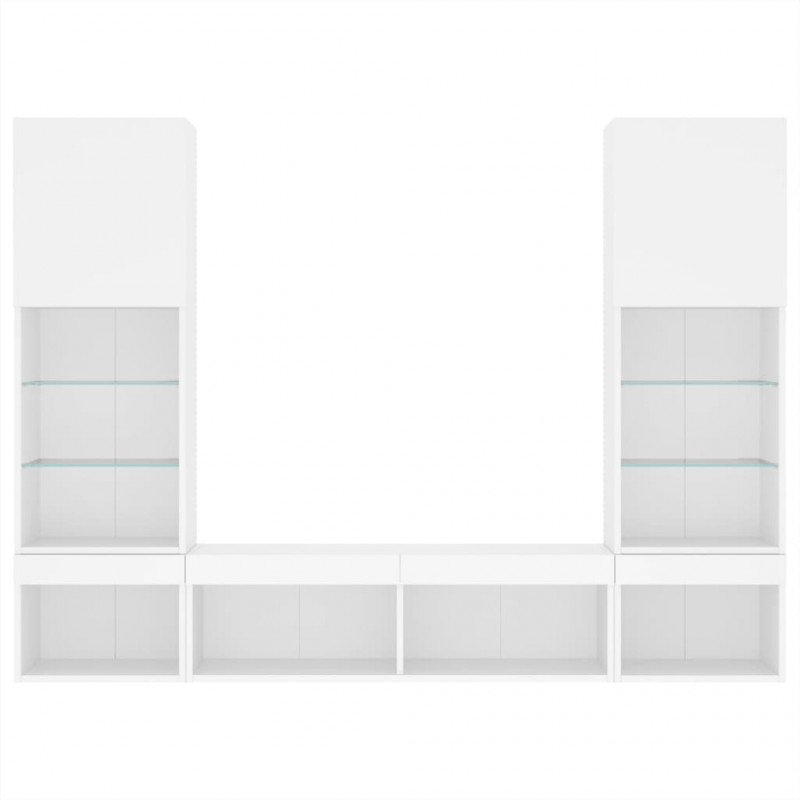 5-częściowy zestaw mebli TV z LED, biały