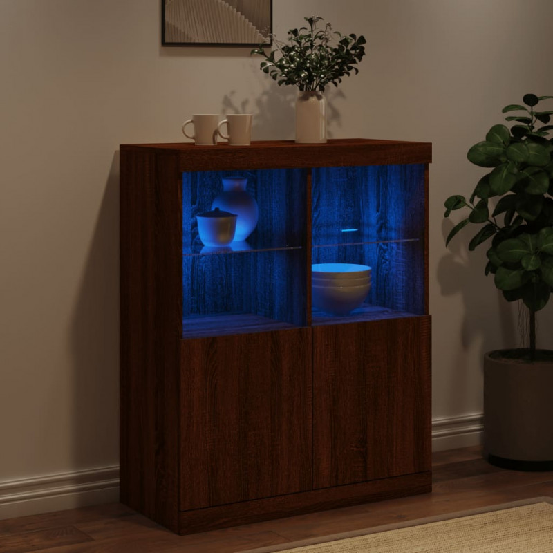 Szafka z oświetleniem LED, brązowy dąb, 81x37x100 cm