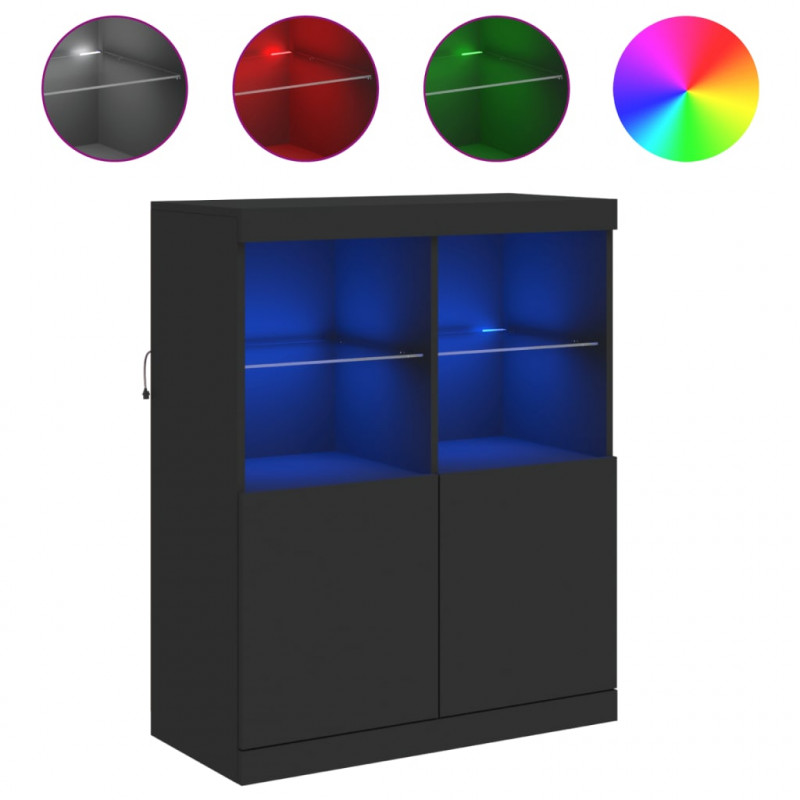Szafka z oświetleniem LED, czarna, 81x37x100 cm