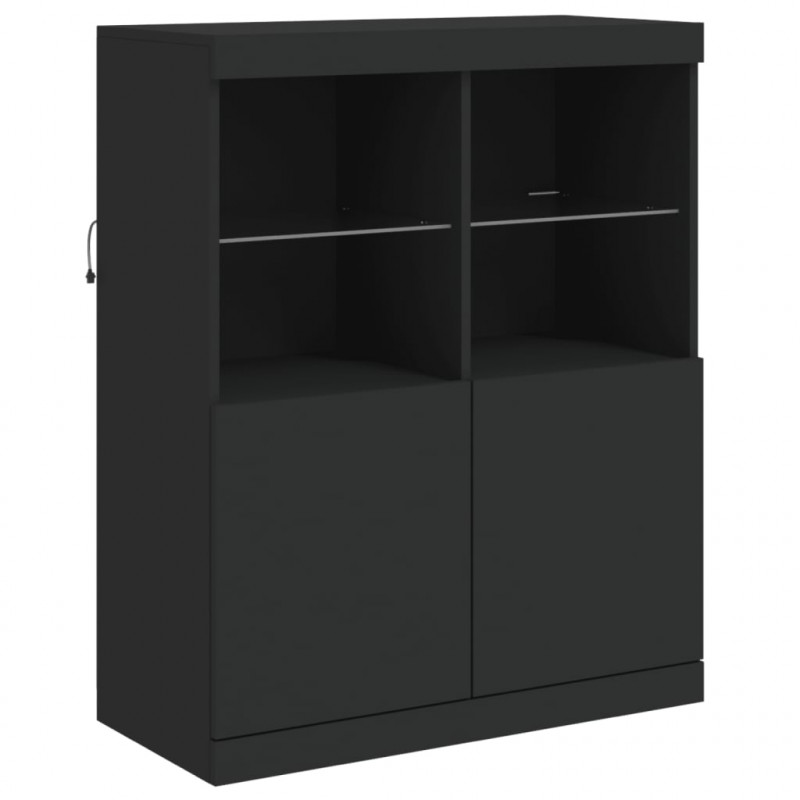 Szafka z oświetleniem LED, czarna, 81x37x100 cm
