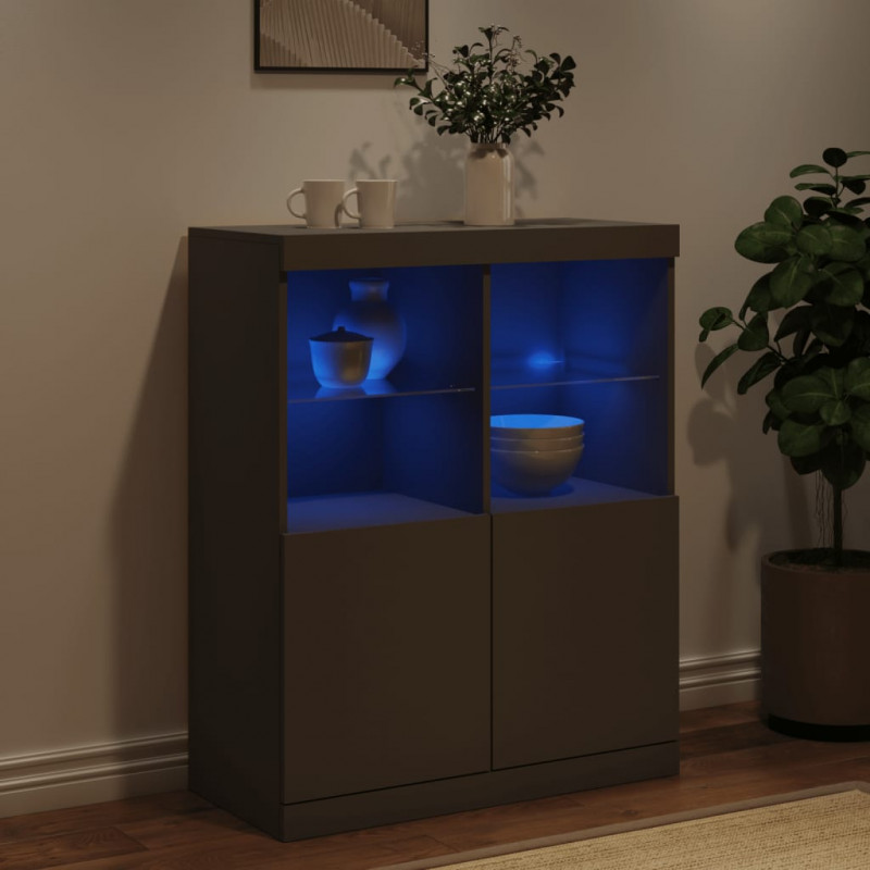 Szafka z oświetleniem LED, czarna, 81x37x100 cm