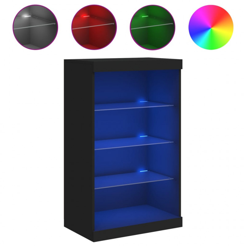 Szafka z oświetleniem LED, czarna, 60,5x37x100 cm