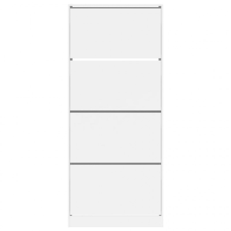 Szafka na buty z 4 uchylanymi szufladami, biała, 80x34x187,5 cm