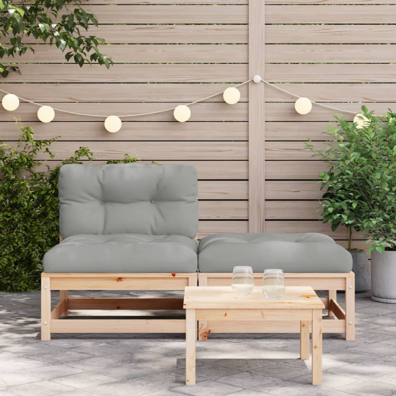 Ogrodowa sofa bez podłokietników, z poduszkami i podnóżkiem