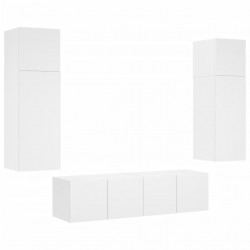 6-częściowy zestaw mebli TV z LED, biały