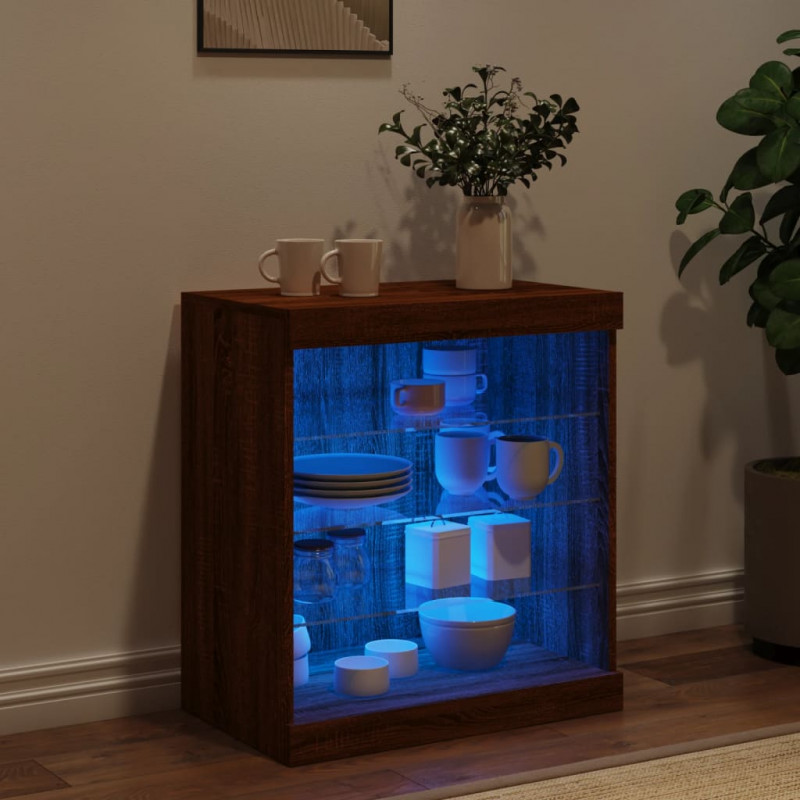 Szafka z oświetleniem LED, brązowy dąb, 60,5x37x67 cm